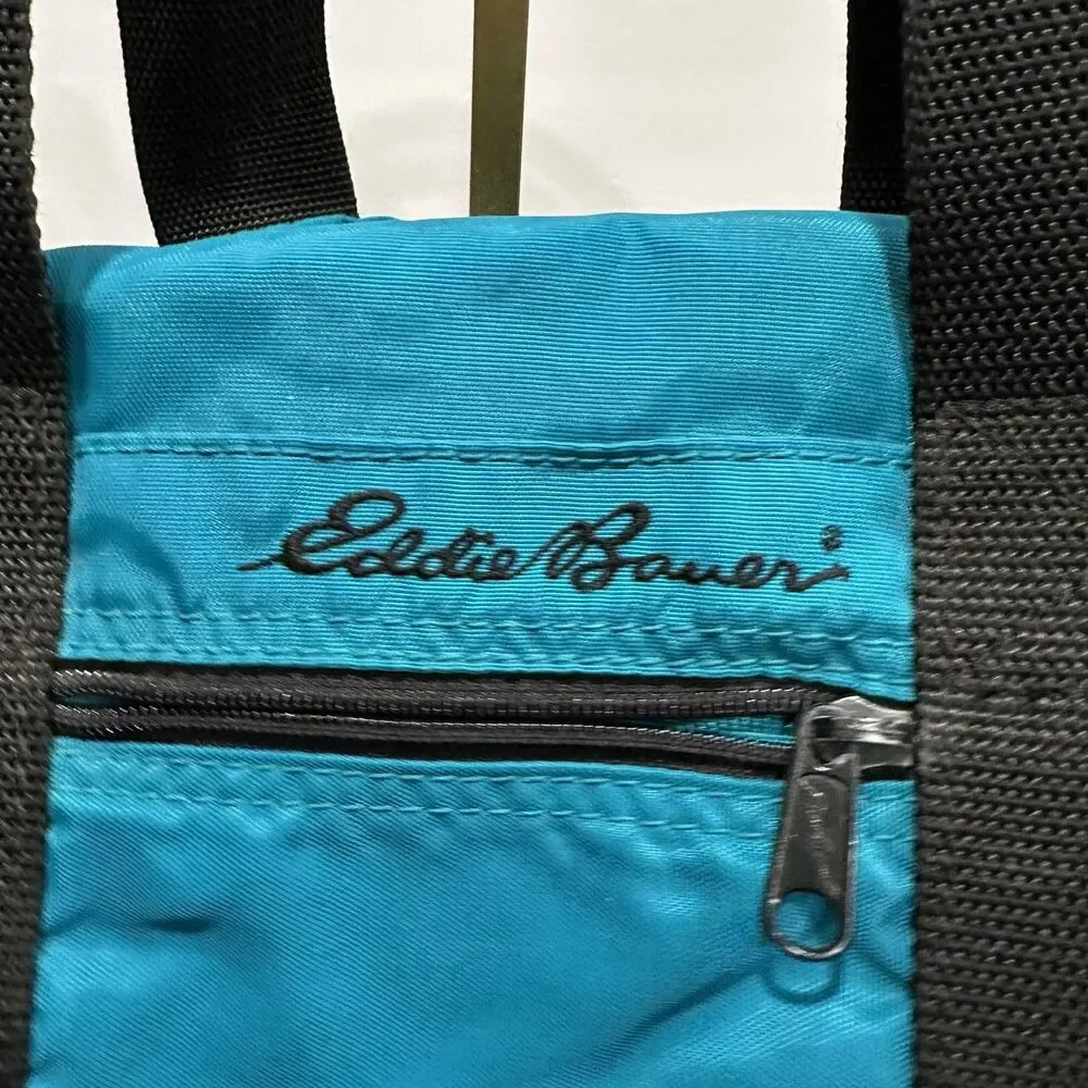 Vintage Eddie Bauer Duffle Bag Small Teal Green Weekender Carry On Nylon 90s Y2K